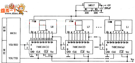 74hc164驱动数码管电路图