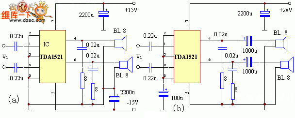 TDA1521A功放电路图