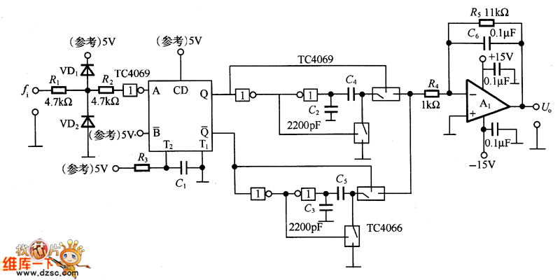 采用TC4538的频率/电压转换电路图