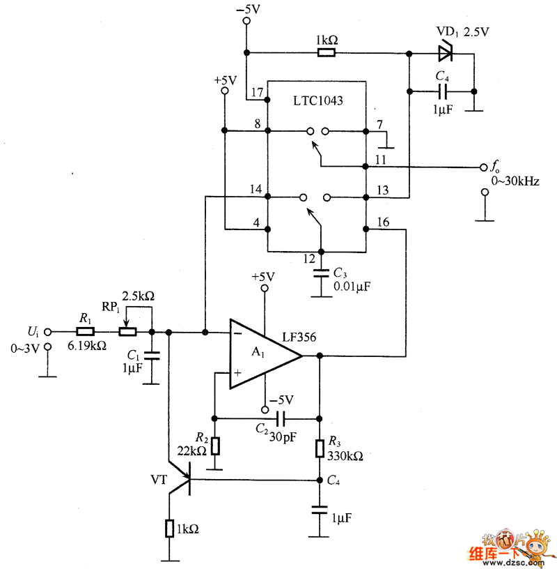 电压/频率（正比例）转换电路图