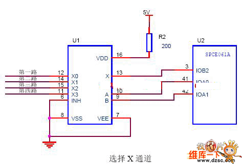 cd4052典型的选择X通道电路图