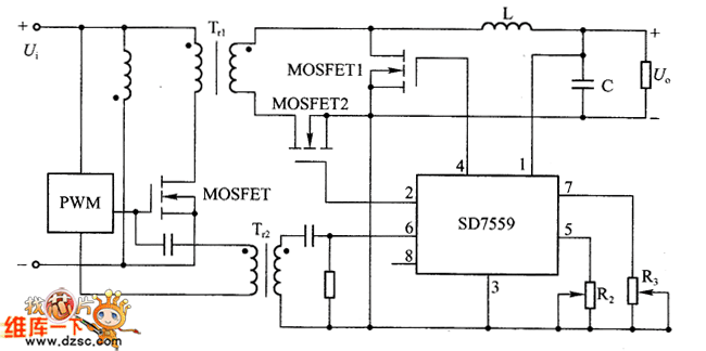 SD7559用于正激式转换器的电路图
