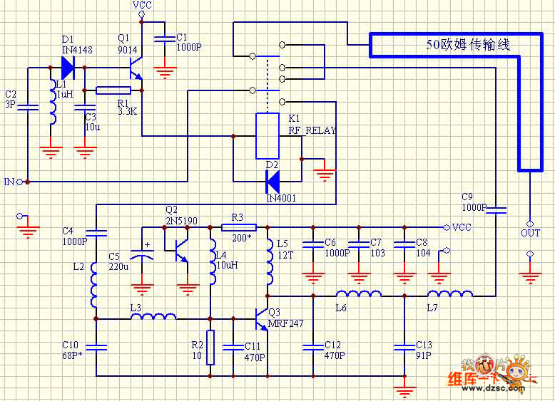 2米/75W线性功放电路图