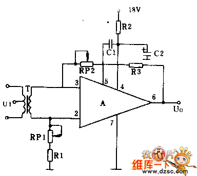 A运算放大器作音频前置放大电路图