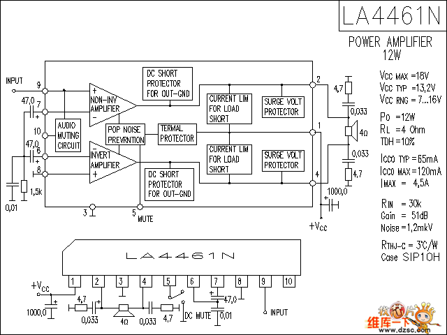 LA4461N 音响IC电路图