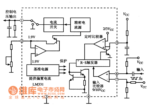 LM331集成电路的内电路方框电路图