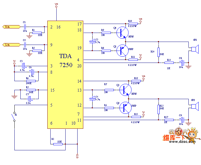 TDA7250的100W功放电路图