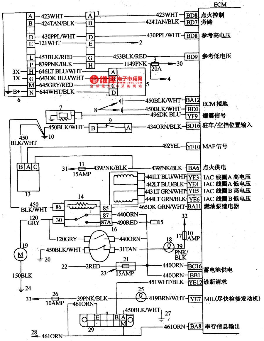 别克-世纪3·3L发动机控制电路图(三)