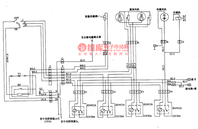 南京依维柯35.10轻型车，中南公司产空调系统电路图