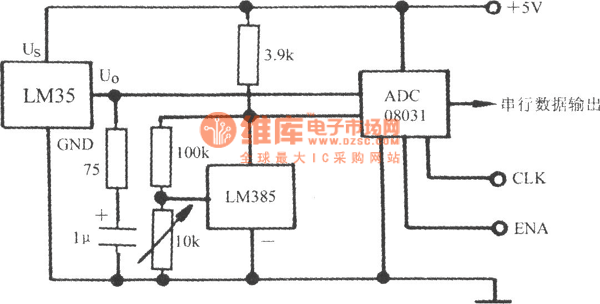 串行输出式数字温度变送器(电压输出式集成温度传感器LM35)