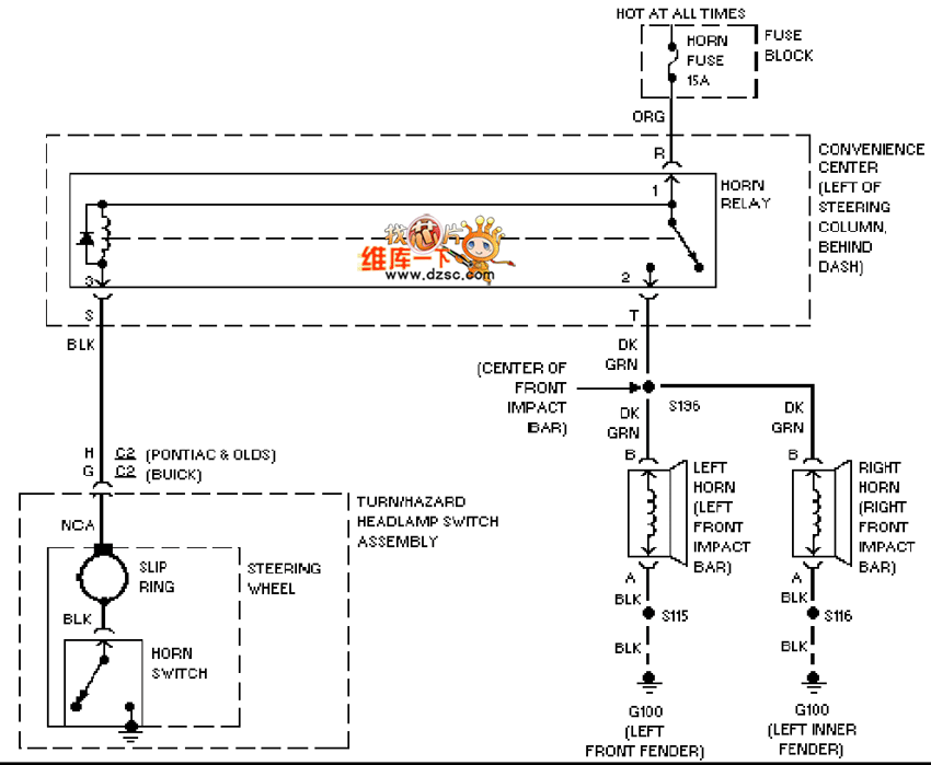 通用97奥兹莫比尔ACHIEVA喇叭电路图