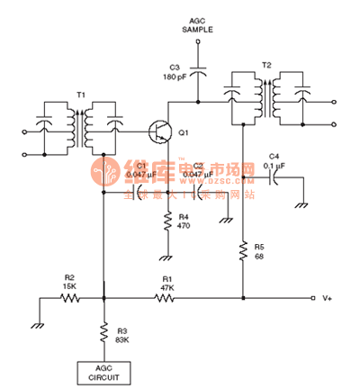 射频IF电路：NPN IF amplifier circuit with AGC bias