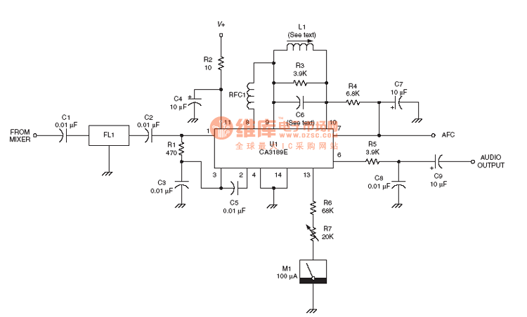 射频Demodulator电路：CA3189E IF subsystem circuit