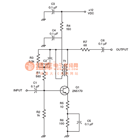 射频Amplier电路：Broadband RF amplifier circuit