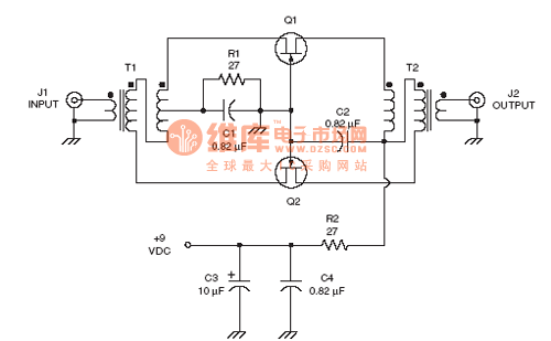 射频Amplier电路：a Push-pull RF amplifier circuit