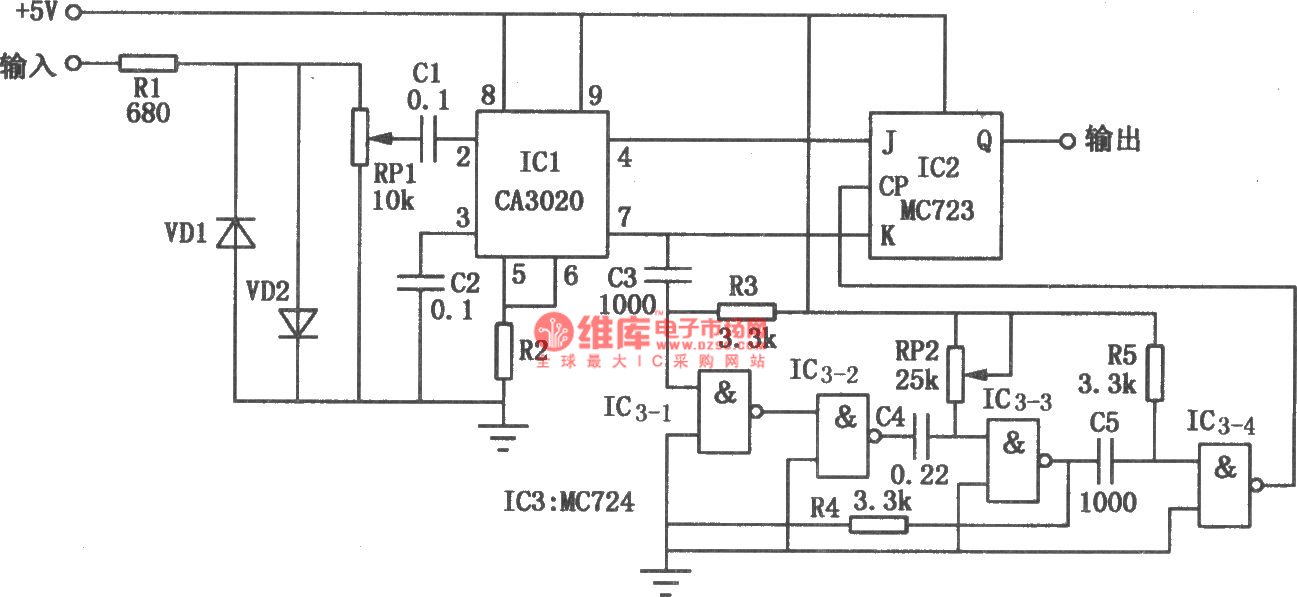 CA3020、MC723组成的频移解调器
