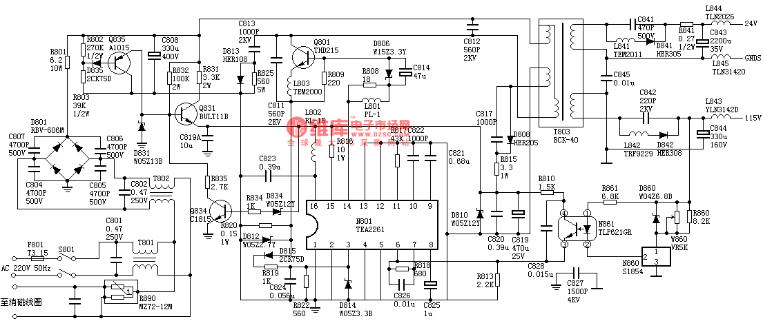 长虹N2918电源电路图