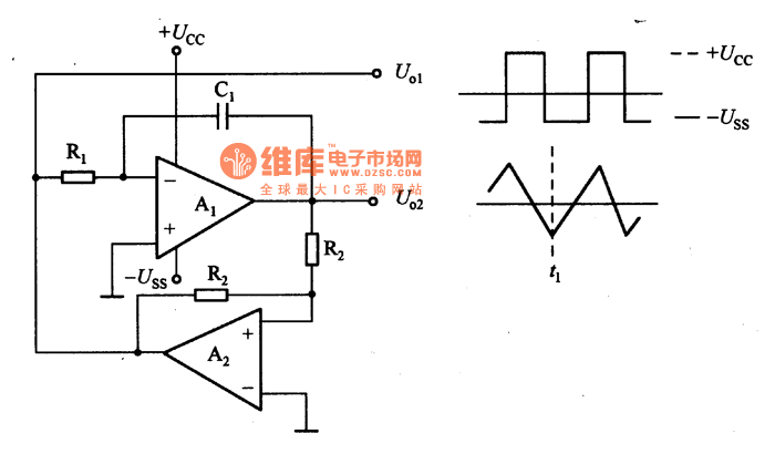 击NE555等构成的锯齿波发生器电路图