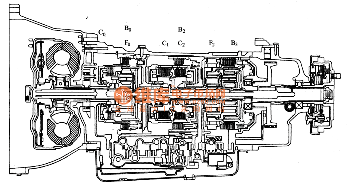 丰田考斯特行星齿轮系及其离合器、制动器电路图
