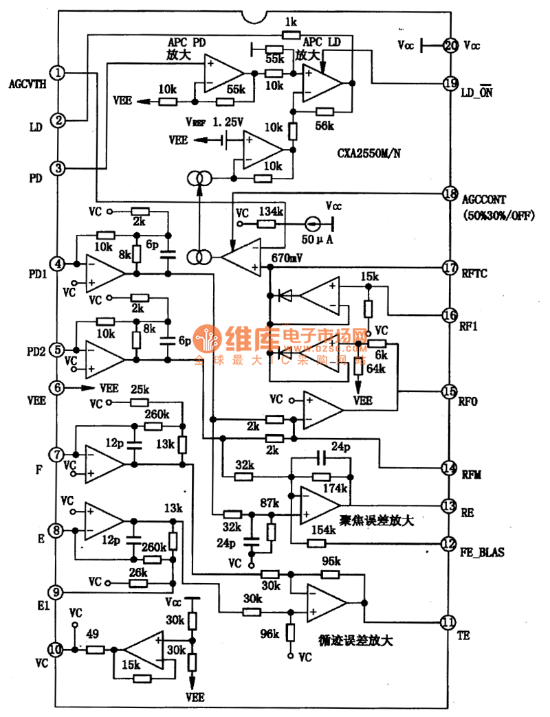 CXA2550M/N一RF信号处理集成电路图