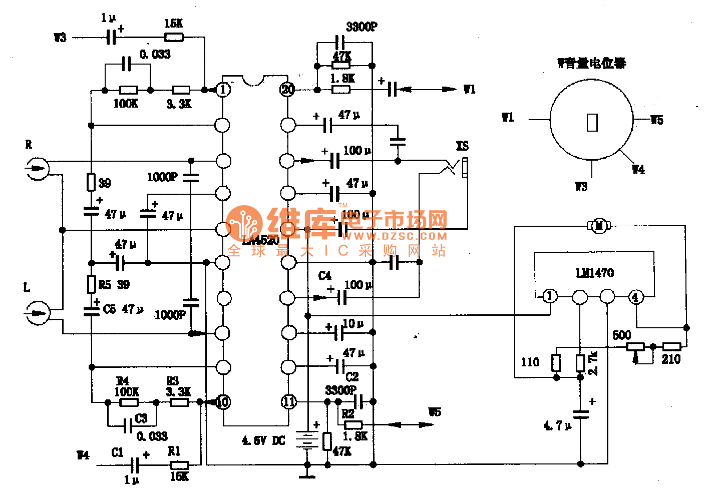 LA4520集成块的典型应用电路