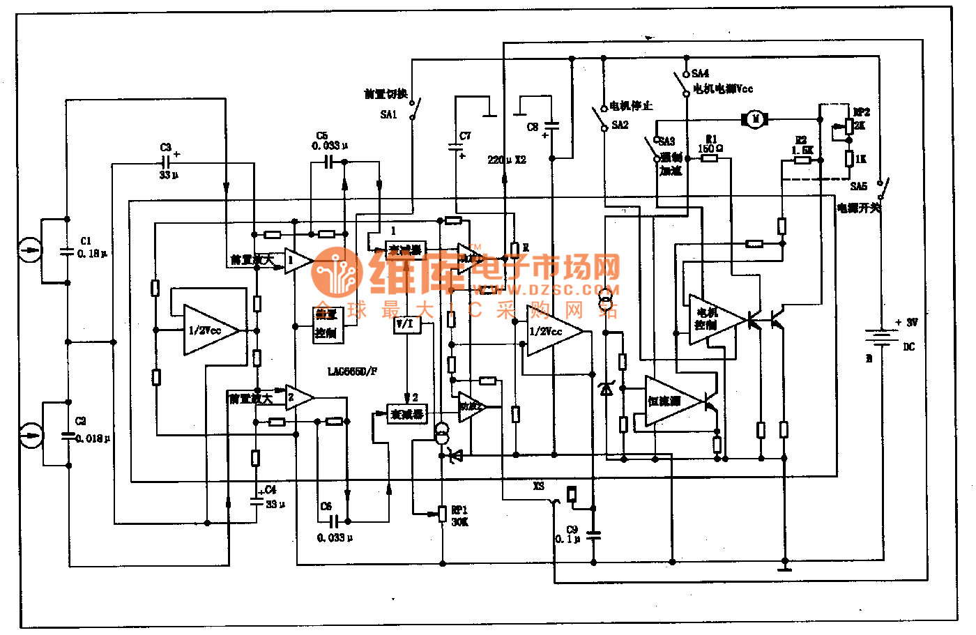 LAG665-单片立体声放音集成电路图