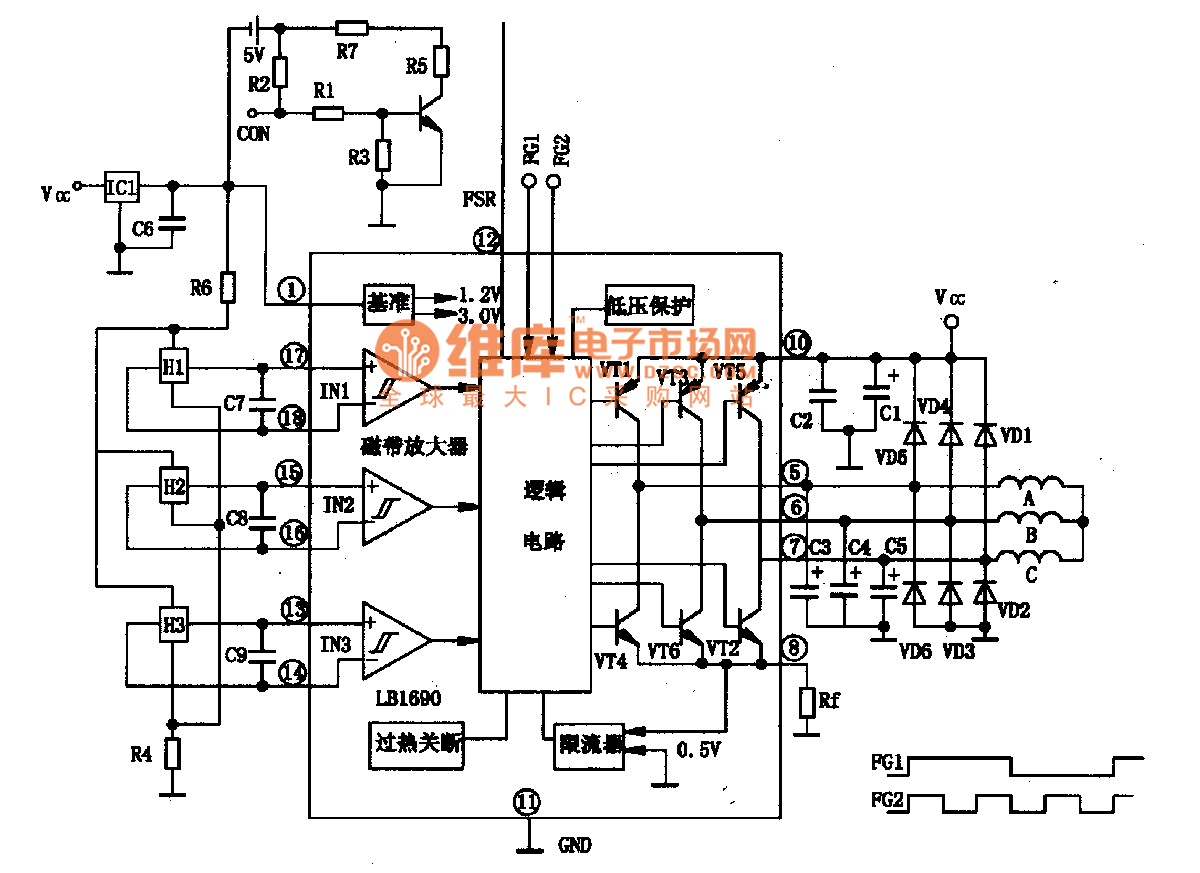 LBl690-高性能直流无刷电机控制集成电路图