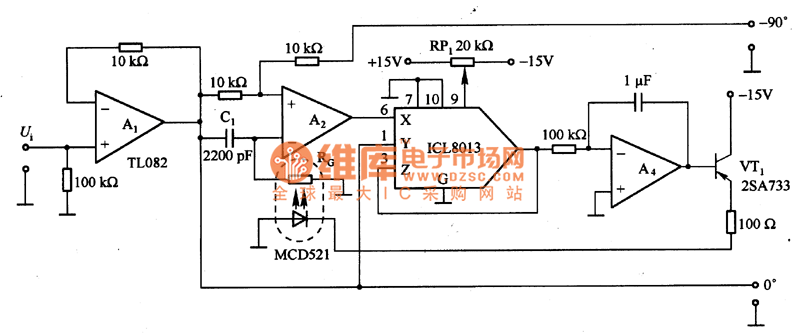 自动踪90°移相电路图