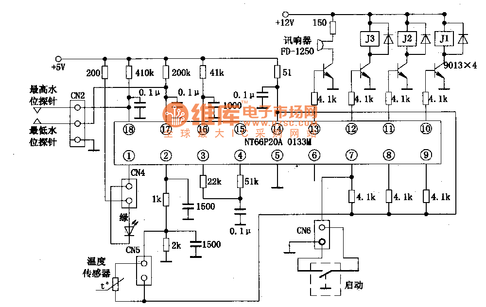 NT66P2OA集成块在豆浆机中的典型应用电路