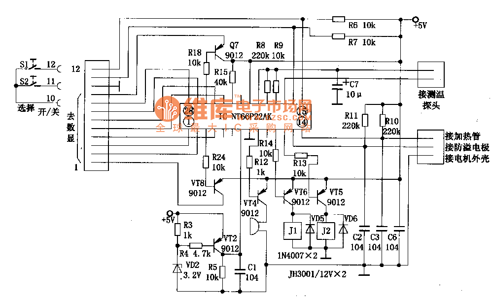 NT66P22AK组成的豆浆机控制电路