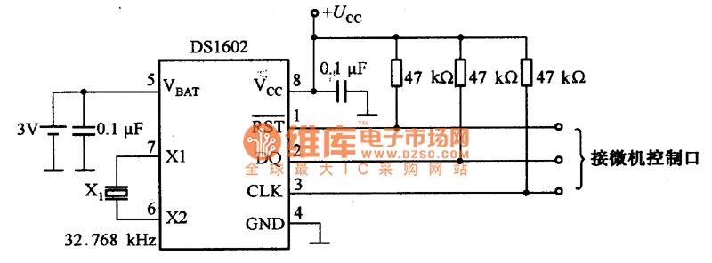 由D51602等构成的记录微机运行时间的计数器电路图