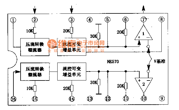 NE570集成块的内电路方框图