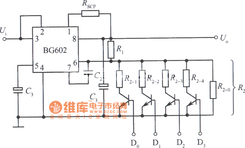 用BG602组成的逻辑控制的集成稳压电源电路图