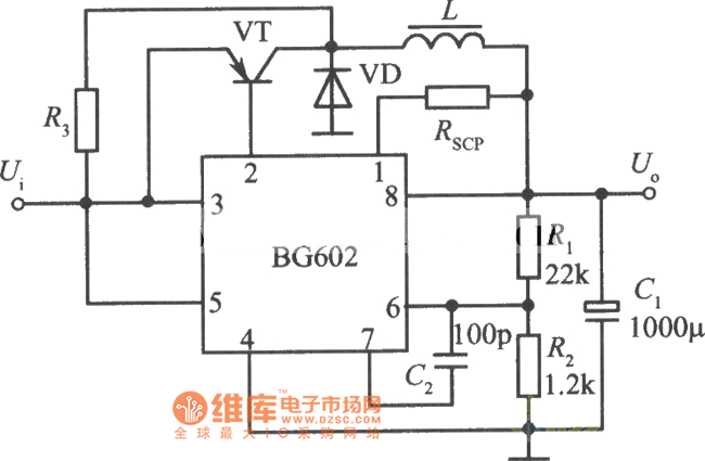 用BC-602组成的自激开关式集成稳压电源电路图