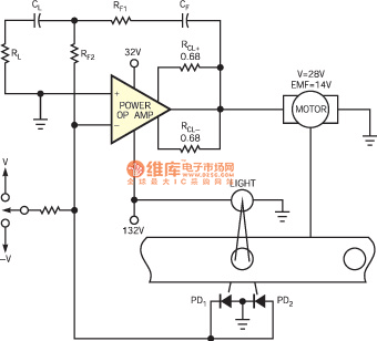 简化电动机运动的光电定位控制电路图