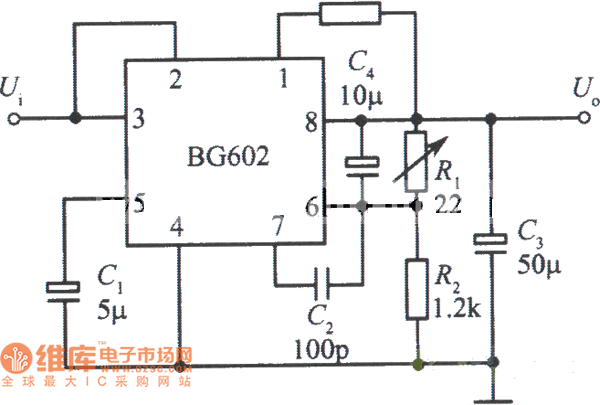 BG602组成的低纹波集成稳压电源之一电路图