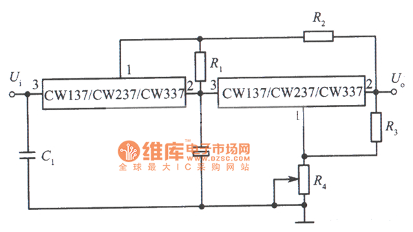 CW137组成的跟踪式集成稳压电源电路图