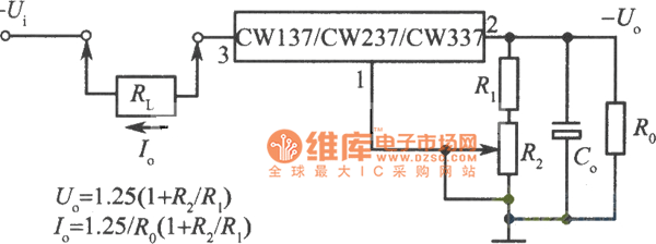 CW137组成的可调恒流源电路图