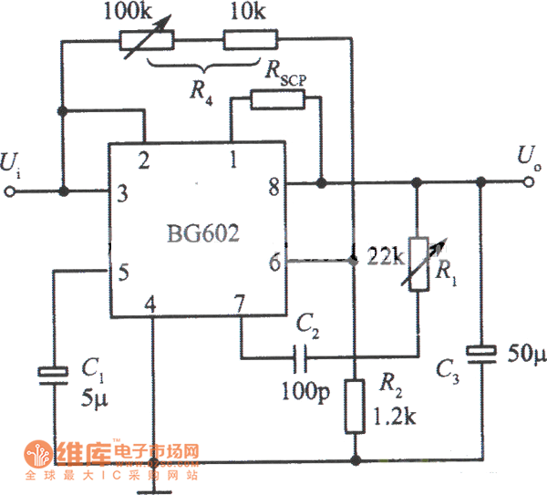 BG602组成的高稳定度的集成稳压电源电路图