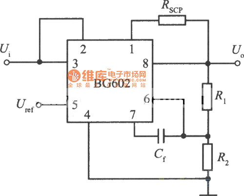 ８端可调输出小功率集成稳压器BG602的标准应用电路图