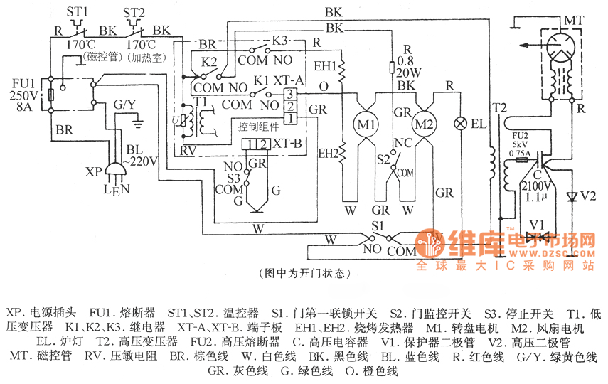 上海夏普R-750B电脑式烧烤微波炉电路图