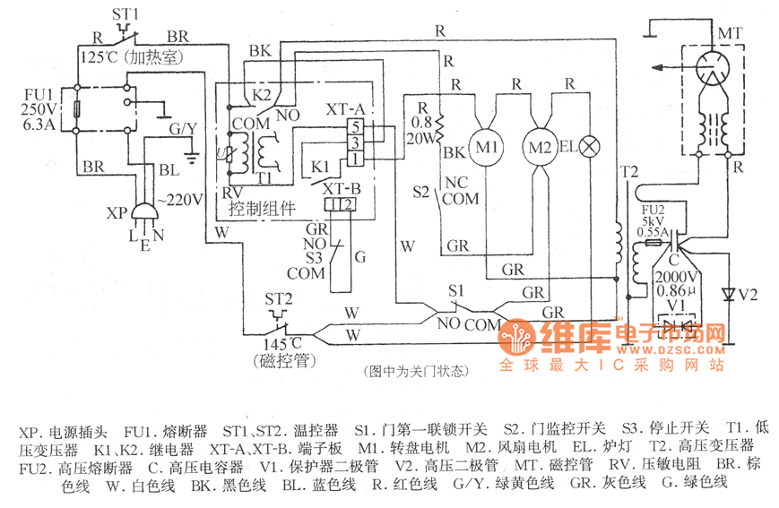 上海夏普R-230B电脑式微波炉电路图