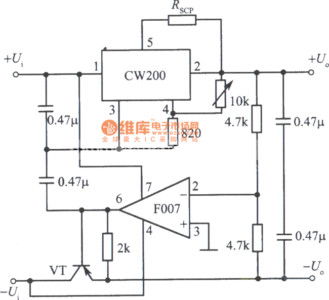 跟踪式集成稳压电源(CW200)电路图