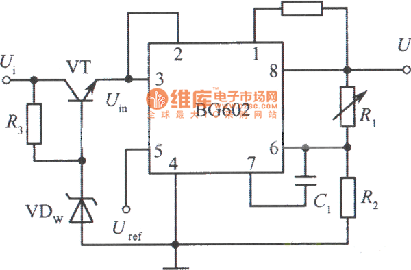 BG602组成的高输入电压集成稳压电源电路之一电路图