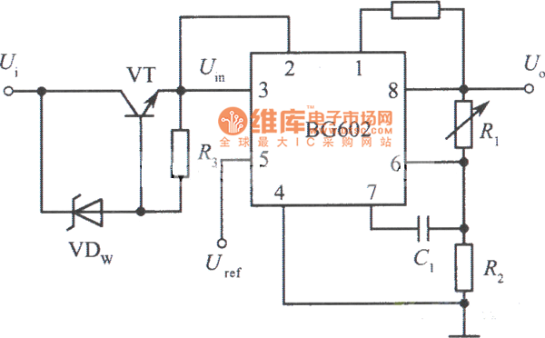 BG602组成的高输入电压集成稳压电源电路之二电路图