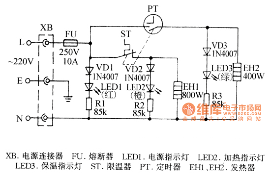 美峰DYB40-80A保温式自动电压力锅电路图