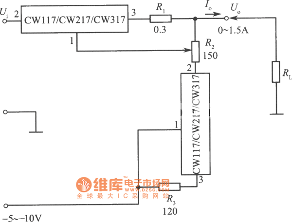 CW117组成的输出电流从零调起的恒流源电路图