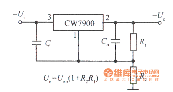 高输出电压集成稳压电源电路之一电路图