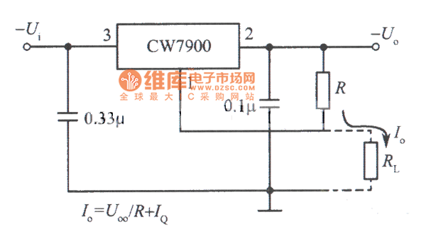 CW7900构成的恒流源电路图
