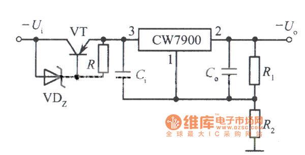 高输入一高输出电压集成稳压电源电路之二电路图